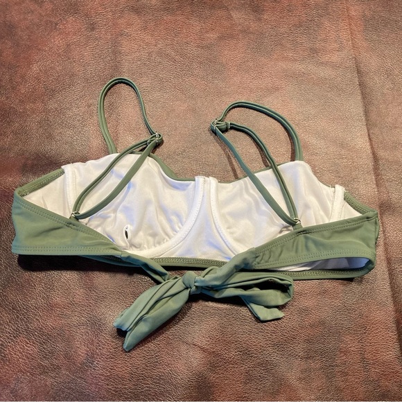 Kelly Green Balconette Style Tie Back Bikini Swimsuit Top - Picture 4 of 9